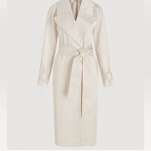 Express Satin Overcoat in Cream great for cold weather.